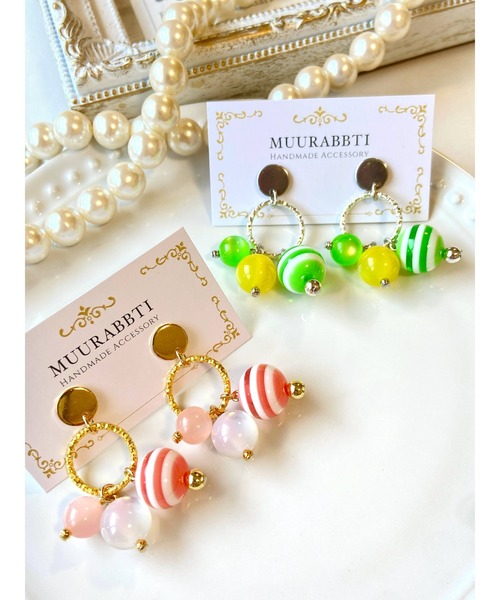tone(トーン)の「【MUURABBTI】フレッシュカラーピアス(MA)(ピアス(両耳用)・レディース・グリーン/ピンク・FREE)」の13枚目の写真