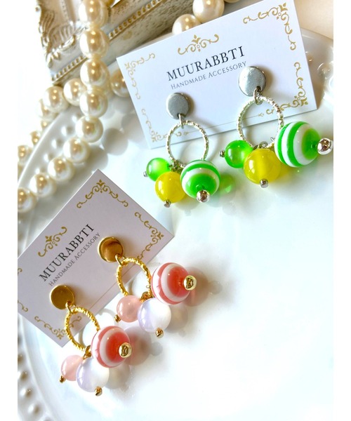 tone(トーン)の「【MUURABBTI】フレッシュカラーピアス(MA)(ピアス(両耳用)・レディース・グリーン/ピンク・FREE)」の12枚目の写真