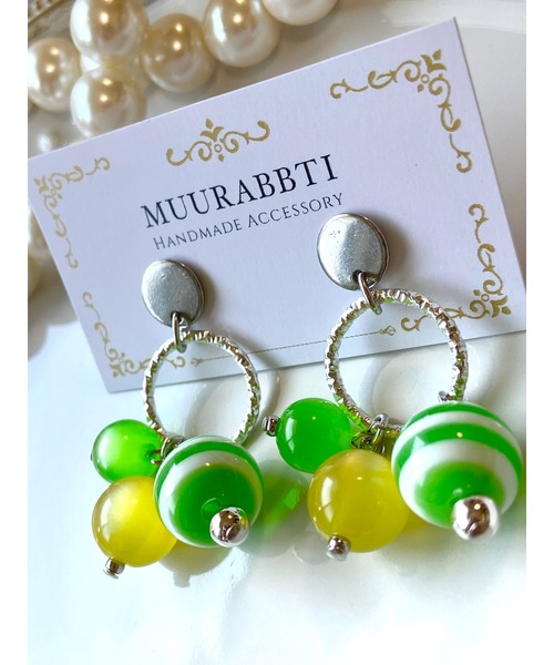 tone(トーン)の「【MUURABBTI】フレッシュカラーピアス(MA)(ピアス(両耳用)・レディース・グリーン/ピンク・FREE)」の10枚目の写真