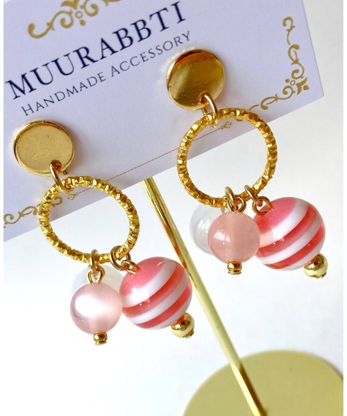 tone(トーン)の「【MUURABBTI】フレッシュカラーピアス(MA)(ピアス(両耳用)・レディース・グリーン/ピンク・FREE)」の8枚目の写真