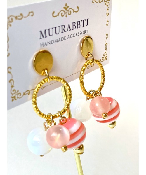 tone(トーン)の「【MUURABBTI】フレッシュカラーピアス(MA)(ピアス(両耳用)・レディース・グリーン/ピンク・FREE)」の7枚目の写真