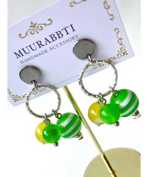 tone(トーン)の「【MUURABBTI】フレッシュカラーピアス(MA)(ピアス(両耳用)・レディース・グリーン/ピンク・FREE)」の5枚目の写真