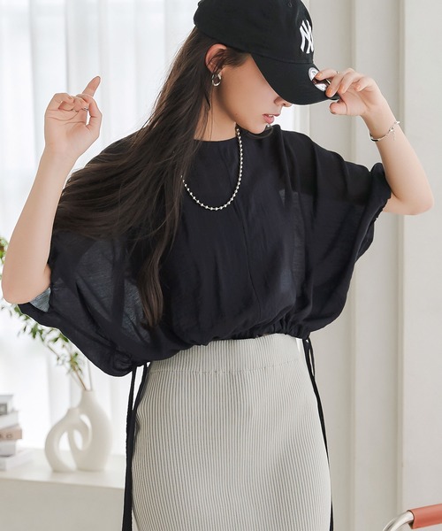 KOBE LETTUCE（コウベレタス）の「サイドドロストリボンシアートップス（シャツ/ブラウス・レディース・イエロー/オフホワイト/ブラック・M）」の13枚目の写真