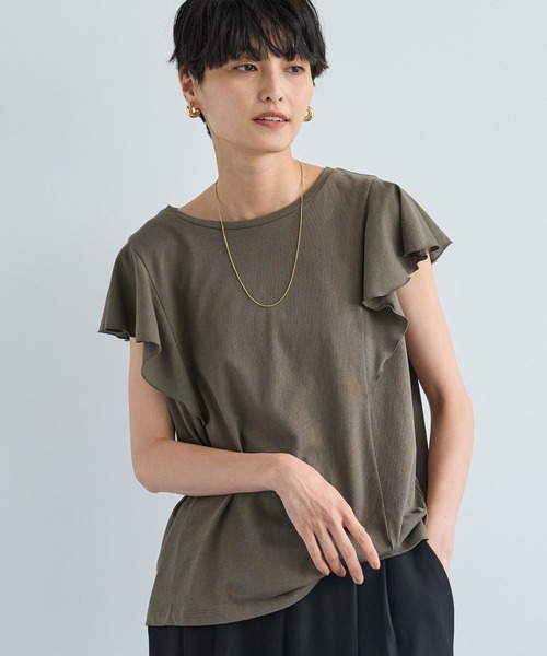 BARNYARDSTORM（バンヤードストーム）の「BARNYARDSTORM / ラッフルプルオーバー（Tシャツ/カットソー・レディース・ホワイト/カーキ/ブラック/パープル・FREE）」の3枚目の写真