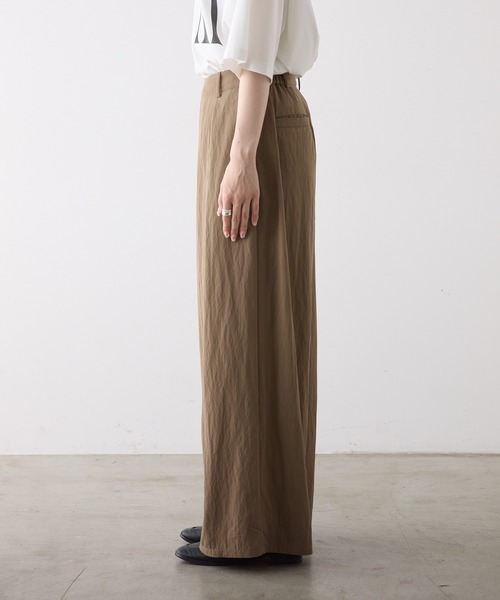 PUAL CE CIN（ピュアルセシン）の「レーヨンナイロンラップワイドスラックスパンツ（スラックス・レディース・キャメル/ブラック・FREE）」の21枚目の写真