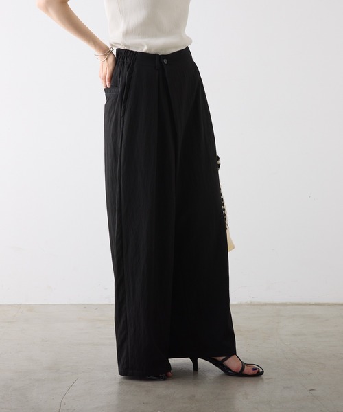 PUAL CE CIN（ピュアルセシン）の「レーヨンナイロンラップワイドスラックスパンツ（スラックス・レディース・キャメル/ブラック・FREE）」の16枚目の写真