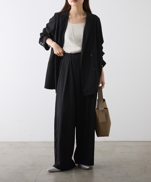 PUAL CE CIN（ピュアルセシン）の「レーヨンナイロンラップワイドスラックスパンツ（スラックス・レディース・キャメル/ブラック・FREE）」の19枚目の写真