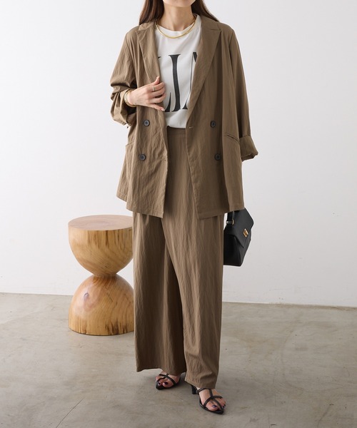 PUAL CE CIN（ピュアルセシン）の「レーヨンナイロンラップワイドスラックスパンツ（スラックス・レディース・キャメル/ブラック・FREE）」の13枚目の写真