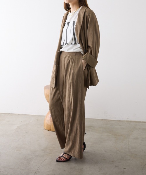 PUAL CE CIN（ピュアルセシン）の「レーヨンナイロンラップワイドスラックスパンツ（スラックス・レディース・キャメル/ブラック・FREE）」の14枚目の写真