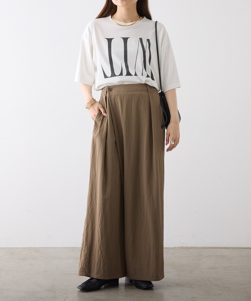 PUAL CE CIN（ピュアルセシン）の「レーヨンナイロンラップワイドスラックスパンツ（スラックス・レディース・キャメル/ブラック・FREE）」の12枚目の写真