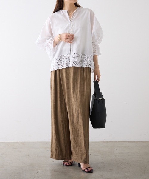 PUAL CE CIN（ピュアルセシン）の「レーヨンナイロンラップワイドスラックスパンツ（スラックス・レディース・キャメル/ブラック・FREE）」の9枚目の写真