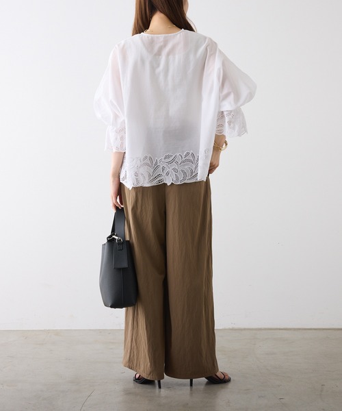 PUAL CE CIN（ピュアルセシン）の「レーヨンナイロンラップワイドスラックスパンツ（スラックス・レディース・キャメル/ブラック・FREE）」の11枚目の写真