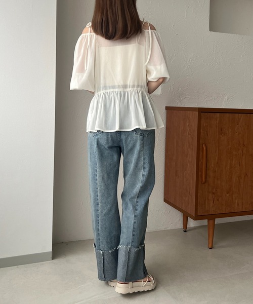 raffime(ラフィミー)の「2WAY オフショルシアーリボンブラウス(シャツ/ブラウス・レディース・ピンク/アイボリー・フリー)」の18枚目の写真
