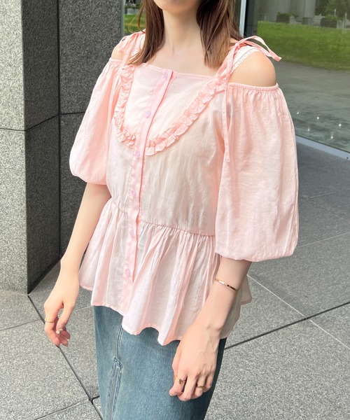 raffime(ラフィミー)の「2WAY オフショルシアーリボンブラウス(シャツ/ブラウス・レディース・ピンク/アイボリー・フリー)」の12枚目の写真
