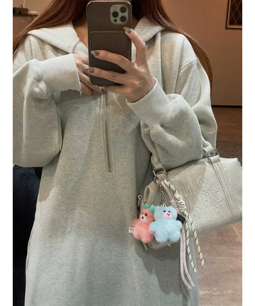 セール】【新色追加/M-3Lサイズ】ハーフジップ裏起毛スウェット