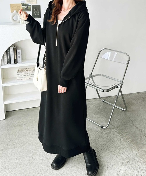 セール】【新色追加/M-3Lサイズ】ハーフジップ裏起毛スウェット