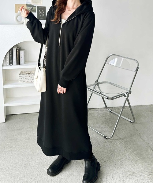 ビハククリア　プレミアム セール】【新色追加/M-3Lサイズ】ハーフジップ裏起毛スウェット