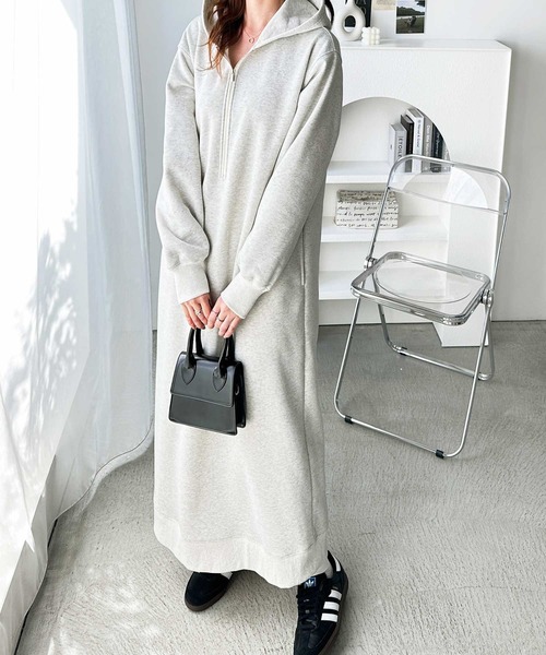 荼毘 ヨドバシ 35個 ハーフジップ裏起毛パーカーワンピース[品番：GERW0010764