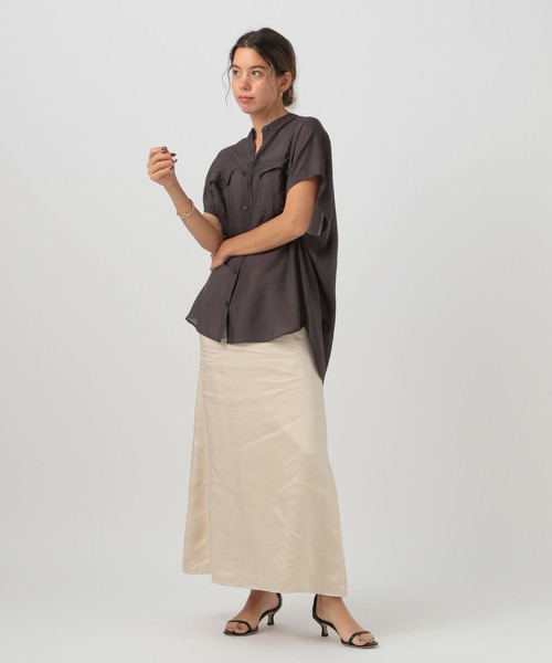 BAYFLOW（ベイフロー）の「[秋まで穿ける]サテンセミナロースカート（スカート・レディース・ブラック/グレイッシュベージュ/カーキ・SMALL/MEDIUM）」の22枚目の写真