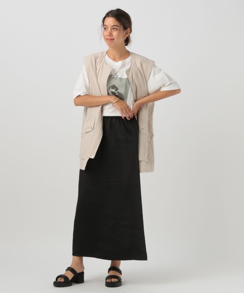 BAYFLOW（ベイフロー）の「[秋まで穿ける]サテンセミナロースカート（スカート・レディース・ブラック/グレイッシュベージュ/カーキ・SMALL/MEDIUM）」の19枚目の写真