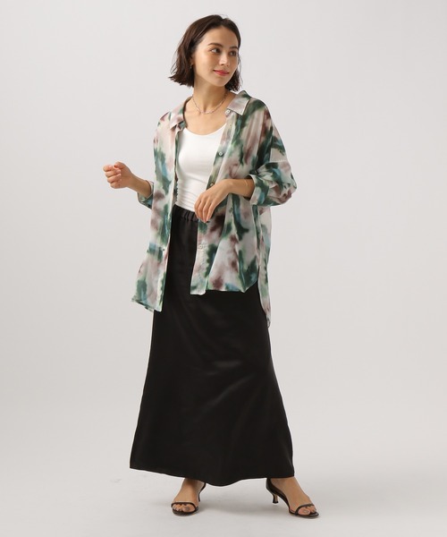 BAYFLOW（ベイフロー）の「[秋まで穿ける]サテンセミナロースカート（スカート・レディース・ブラック/グレイッシュベージュ/カーキ・SMALL/MEDIUM）」の8枚目の写真