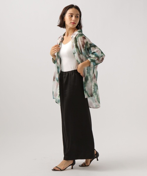 BAYFLOW（ベイフロー）の「[秋まで穿ける]サテンセミナロースカート（スカート・レディース・ブラック/グレイッシュベージュ/カーキ・SMALL/MEDIUM）」の12枚目の写真