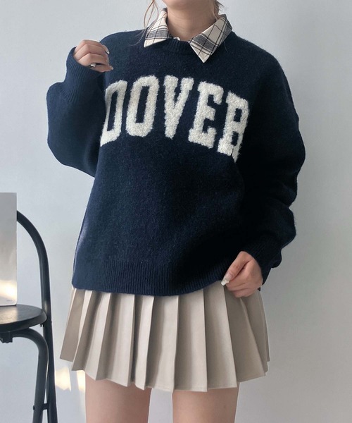 美品 AP STUDIO MONTBLANK ロゴジャガードニット ブルー系 ロゴジャガードニット