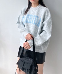 AS KNOW AS plus | ◇カレッジロゴ ジャガードもちもちニットプルオーバー(ニット/セーター)