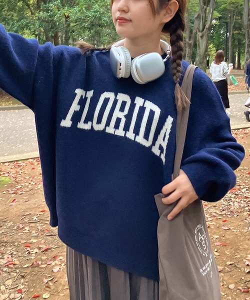 AS KNOW AS plus（アズノゥアズプラス）の「◇カレッジロゴジャガードニットプルオーバー【UNISEX ITEM】（ニット/セーター・レディース・ベージュ/オートミール/ネイビー/グレー/グリーン/グリーン系1/ベージュ系1/ネイビー系1・FREE）」の7枚目の写真