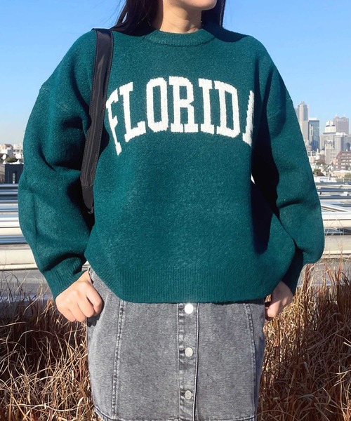 AS KNOW AS plus（アズノゥアズプラス）の「◇カレッジロゴジャガードニットプルオーバー【UNISEX ITEM】（ニット/セーター・レディース・ベージュ/オートミール/ネイビー/グレー/グリーン/グリーン系1/ベージュ系1/ネイビー系1・FREE）」の5枚目の写真