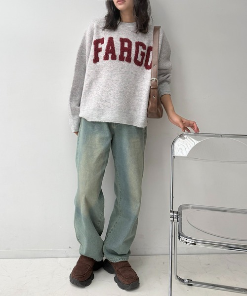 AS KNOW AS plus(アズノゥアズプラス)の「◇カレッジロゴジャガードニットプルオーバー【UNISEX ITEM】(ニット/セーター・レディース・ベージュ/オートミール/ネイビー/グレー/グリーン/グリーン系1/ベージュ系1/ネイビー系1/ブラウン系2/グレー系2/ベージュ系2・FREE)」の13枚目の写真