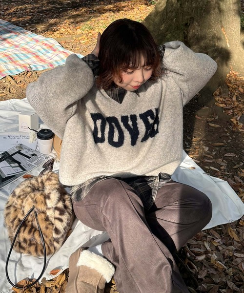 AS KNOW AS plus（アズノゥアズプラス）の「◇カレッジロゴジャガードニットプルオーバー【UNISEX ITEM】（ニット/セーター・レディース・ベージュ/オートミール/ネイビー/グレー/グリーン/グリーン系1/ベージュ系1/ネイビー系1・FREE）」の12枚目の写真