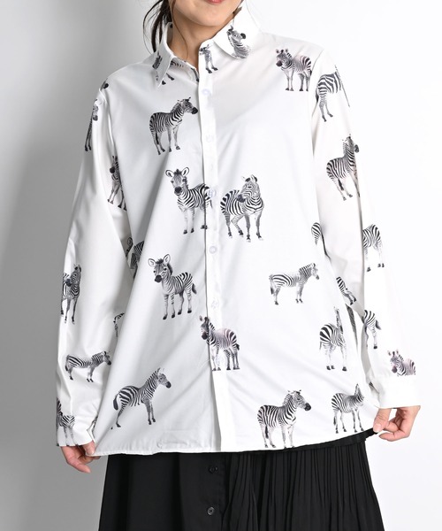 シマウマ柄 長袖総柄シャツ こなれ感（シャツ/ブラウス）｜MARAI