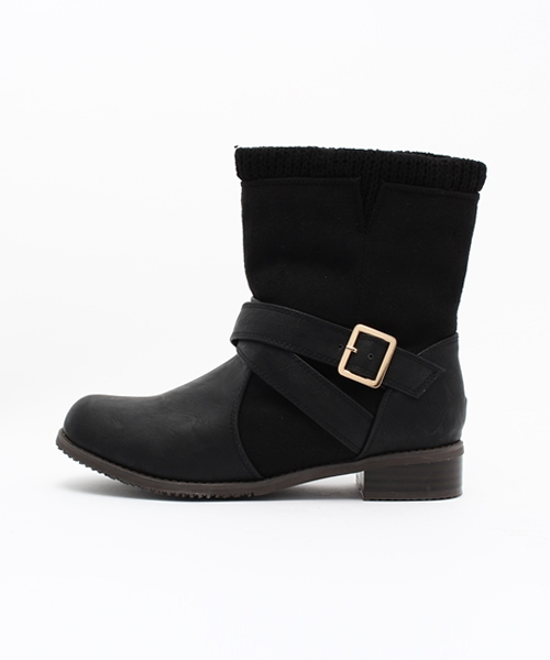 Noubel Voug Relax（ヌーベルヴォーグリラックス）の「Noubel Voug Relax(ヌーベル　ヴォーグ　リラックス)/異素材ツートーンアンクルベルトショートブーツ（ブーツ・レディース・グレー系その他/ベージュ系その他/ブラック・M/LL/L/S）」の6枚目の写真