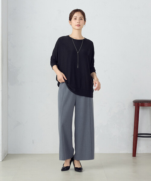 COMME CA ISM(コムサイズム)の「きらきらラメ 5分袖 ドルマンスリーブカットソー(Tシャツ/カットソー・レディース・ブラック/ネイビー・LARGE/MEDIUM)」の3枚目の写真