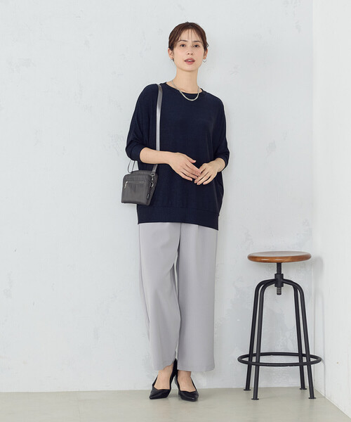 COMME CA ISM(コムサイズム)の「きらきらラメ 5分袖 ドルマンスリーブカットソー(Tシャツ/カットソー・レディース・ブラック/ネイビー・LARGE/MEDIUM)」の7枚目の写真