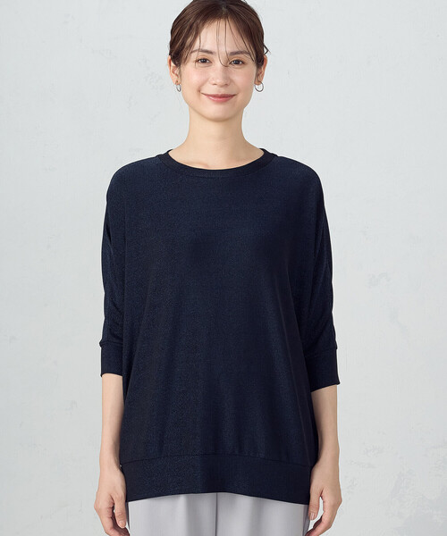 COMME CA ISM(コムサイズム)の「きらきらラメ 5分袖 ドルマンスリーブカットソー(Tシャツ/カットソー・レディース・ブラック/ネイビー・LARGE/MEDIUM)」の9枚目の写真