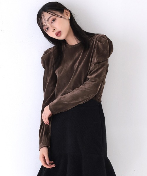 DONOBAN（ドノバン）の「フロッキーメッシュトップス（その他トップス・レディース・アイボリー/ネイビー/チャコール/ブラウン/ピンク・ONE）」の3枚目の写真