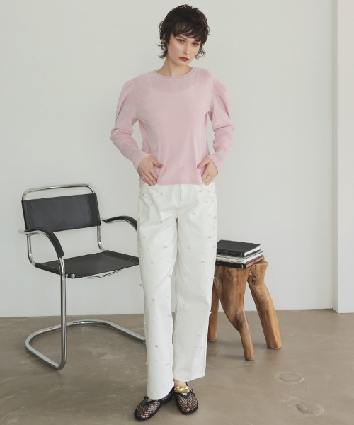 DONOBAN（ドノバン）の「フロッキーメッシュトップス（その他トップス・レディース・アイボリー/ネイビー/チャコール/ブラウン/ピンク・ONE）」の8枚目の写真
