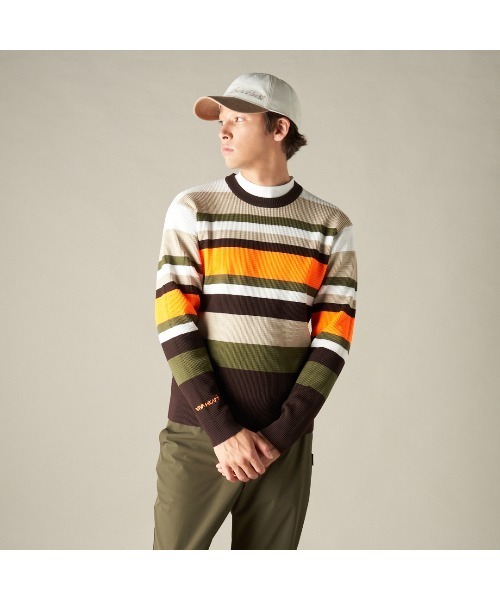 VIVA HEART（ビバハート）の「【VIVA HEART/GOLF】ビビットカラーinマルチボーダーワッフルニット（ニット/セーター・メンズ・ベージュ・48/50/52）」の5枚目の写真