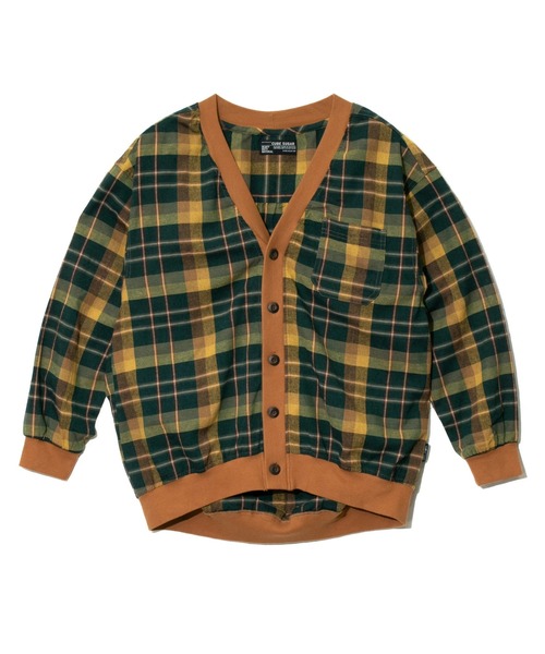 CUBE SUGAR/キューブシュガー　チェックリブVネックカーディガン