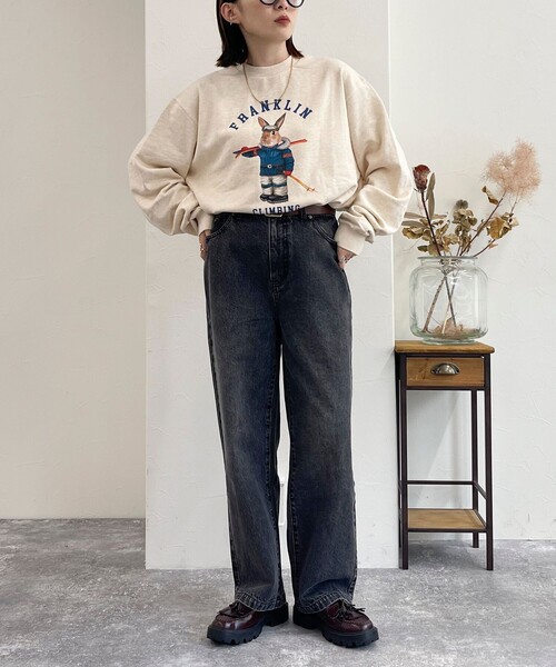 fredy emue（フレディエミュ）の「【Franklin Climbing/ フランクリン クライミング】うさぎスキー クルーネックスウェット（スウェット・レディース・アイボリー/ライトグレー/チャコールグレー・38）」の4枚目の写真