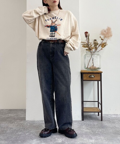 fredy emue（フレディエミュ）の「【Franklin Climbing/ フランクリン クライミング】うさぎスキー クルーネックスウェット（スウェット・レディース・アイボリー/ライトグレー/チャコールグレー・38）」の5枚目の写真