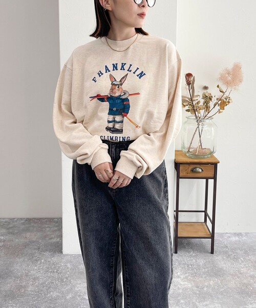 fredy emue（フレディエミュ）の「【Franklin Climbing/ フランクリン クライミング】うさぎスキー クルーネックスウェット（スウェット・レディース・アイボリー/ライトグレー/チャコールグレー・38）」の7枚目の写真