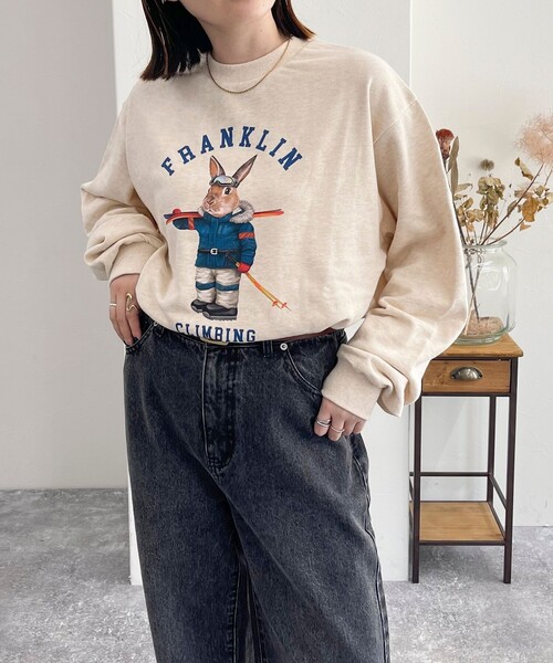 fredy emue（フレディエミュ）の「【Franklin Climbing/ フランクリン クライミング】うさぎスキー クルーネックスウェット（スウェット・レディース・アイボリー/ライトグレー/チャコールグレー・38）」の8枚目の写真