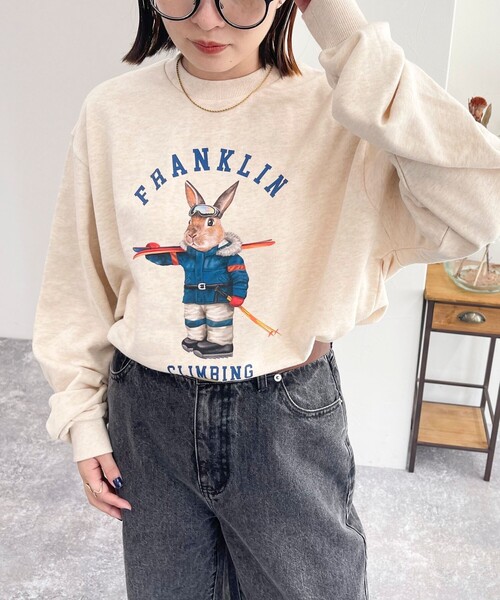 fredy emue（フレディエミュ）の「【Franklin Climbing/ フランクリン クライミング】うさぎスキー クルーネックスウェット（スウェット・レディース・アイボリー/ライトグレー/チャコールグレー・38）」の12枚目の写真