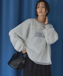 coen（コーエン）の「チュールレイヤードロゴプリント裏毛スウェット（スウェット）」