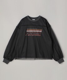 チュールレイヤードロゴプリント裏毛スウェット