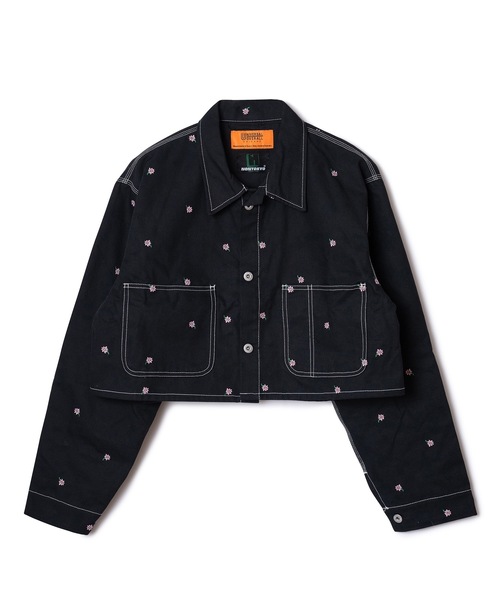 NON TOKYO（ノントーキョー）の「FLOWER EMBROIDERY SHORT COVERALL ( feat.UNIVERSALOVERALL)（デニムジャケット・レディース・キャメル/アイボリー/ブラック・1/2）」の10枚目の写真