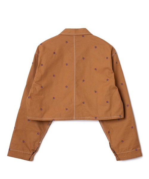 NON TOKYO（ノントーキョー）の「FLOWER EMBROIDERY SHORT COVERALL ( feat.UNIVERSALOVERALL)（デニムジャケット・レディース・キャメル/アイボリー/ブラック・1/2）」の13枚目の写真
